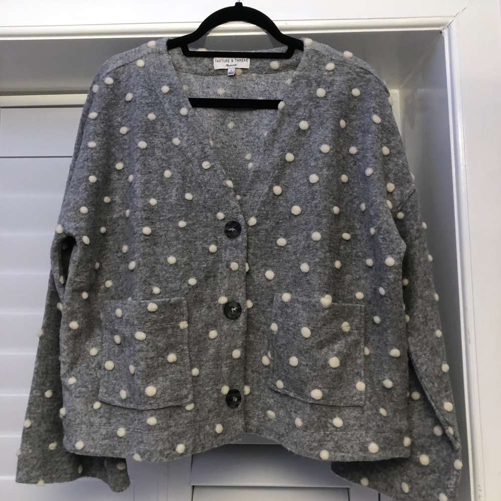 Brand new Madewell cardigan w/ white Pom poms